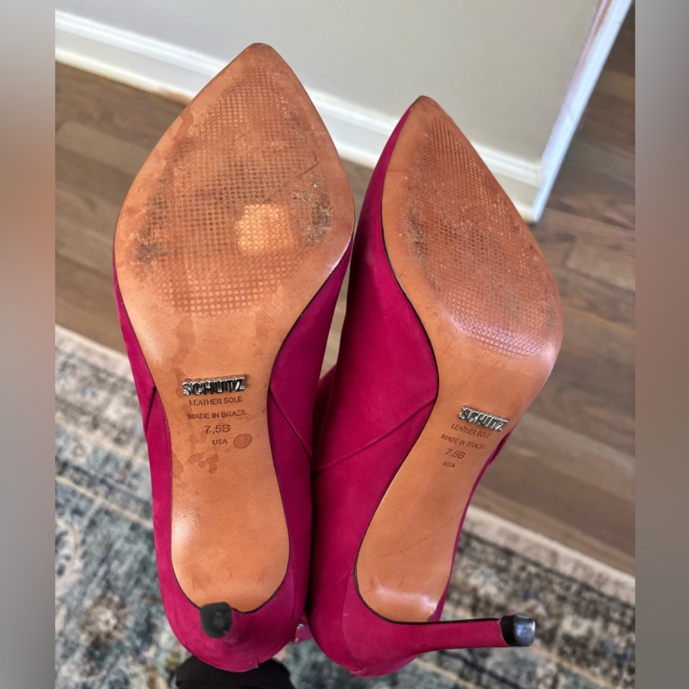 SCHUTZ Fuchsia Pointed-Toe Suede Ankle Boots Size 7.5 - Picture 5 of 11